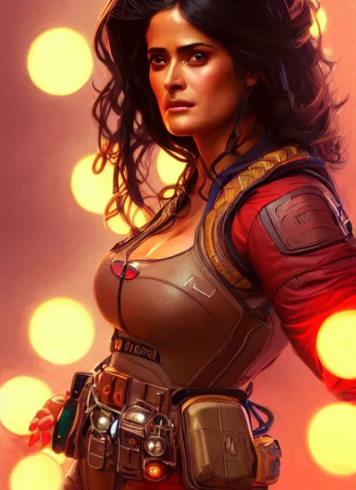 Prompt: portrait of apex legends salma hayek, intricate, elegant, glowing lights, highly detailed, digital painting, artstation, glamor pose, concept art, smooth, sharp focus, illustration, art by artgerm and greg rutkowski, artey freytag