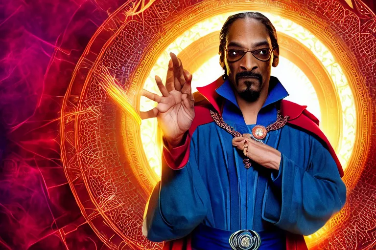 Image similar to film still of snoop dogg as doctor strange in doctor strange film, 4 k