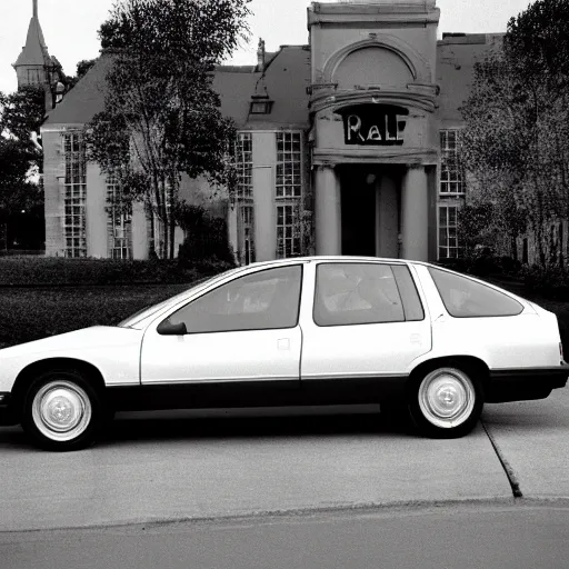 Prompt: a Tesla car in 1990