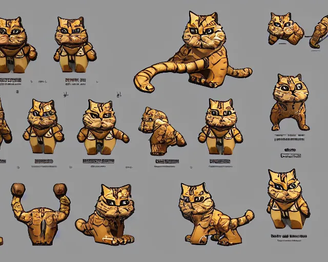 Prompt: king cat character reference sheet, pixels, trending on artstation, indie games, voxels