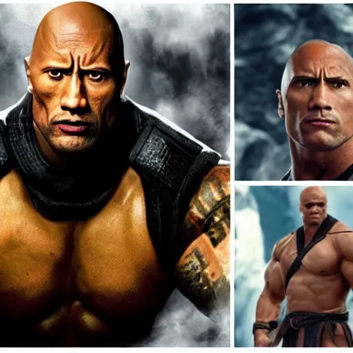 Prompt: dwayne johnson in mortal kombat