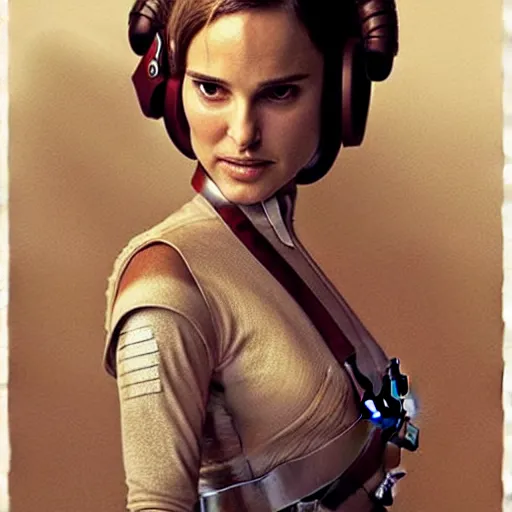 Image similar to natalie portman as princess leia in star wars, by jean - baptiste monge