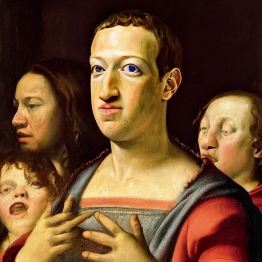 Image similar to Renaissance painting of mark zuckerberg