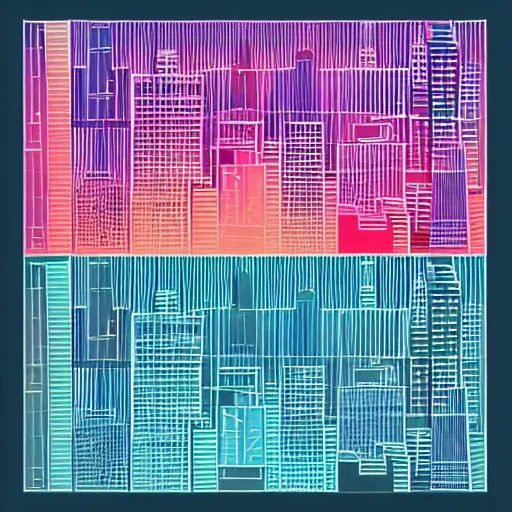 Image similar to geometric art of a city, made entirely from gradients, colorful, vector graphics