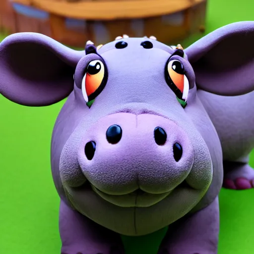 Image similar to disney cartoon hippo with googly eyes, detailed, hd