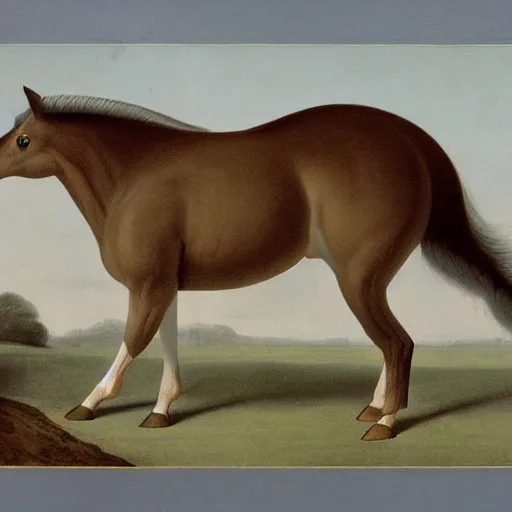 Image similar to hybrid of mouse and horse, half horse - half mouse, art by george stubbs