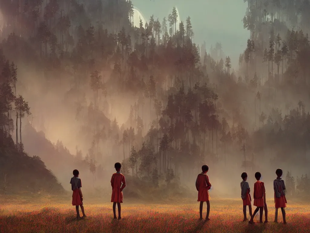 Prompt: kerala school boys wearing girls dresses posing for a photo, an epic fantasy, dramatic lighting, cinematic, establishing shot, extremely high detail, photorealistic, cinematic lighting, artstation, matte painting by simon stalenhag, horizon forbidden west