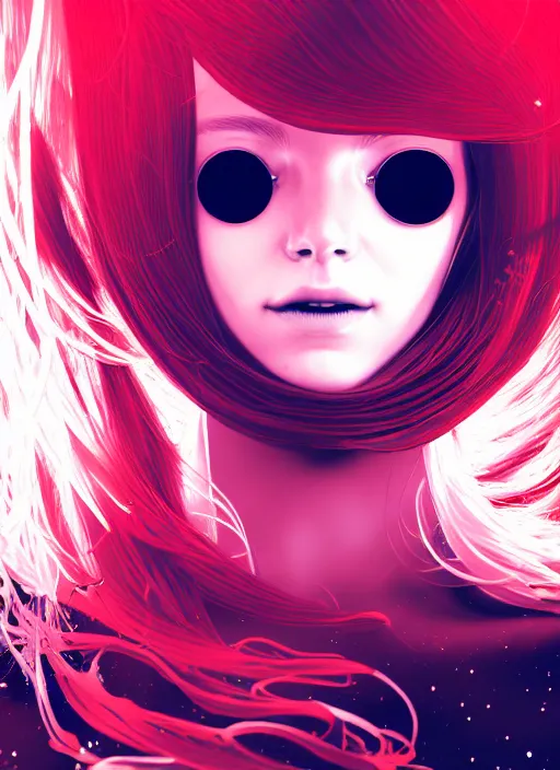 Prompt: highly detailed portrait of a hopeful pretty astronaut lady with a wavy blonde hair, by Charles Shulz, 4k resolution, nier:automata inspired, bravely default inspired, vibrant but dreary but upflifting red, black and white color scheme!!! ((Space nebula background))