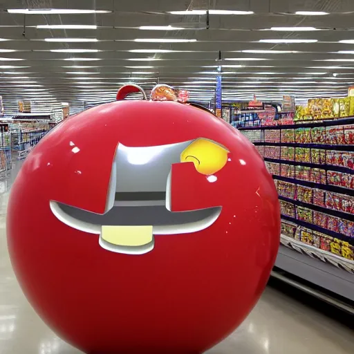 Prompt: walmart with giant red spheres outside - n 4