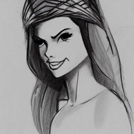 Image similar to milt kahl sketch of victoria justice as princess padme from star wars episode 3