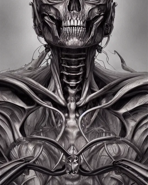 Image similar to ultra realistic illustration, male skeleton, sci - fi, fantasy, intricate, elegant, highly detailed, digital painting, artstation, concept art, smooth, sharp focus, illustration, art by hajime sorayama!!!