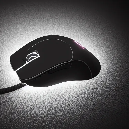 Prompt: macro photo of a new revolutionnary model of gaming mouse, satured led lights, angular edges, 8 k octane render, realistic, halo, high aperture, canon 5 0 mm, closeup