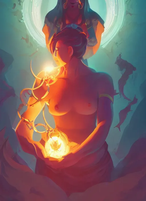 Prompt: Tibetan Book of the Dead being opened and revealing a portal to Limbo, in the Style of Artgerm and Charlie Bowater and Atey Ghailan and Mike Mignola, vibrant colors and hard shadows and strong rim light, Comic Cover Art, plain background, trending on artstation