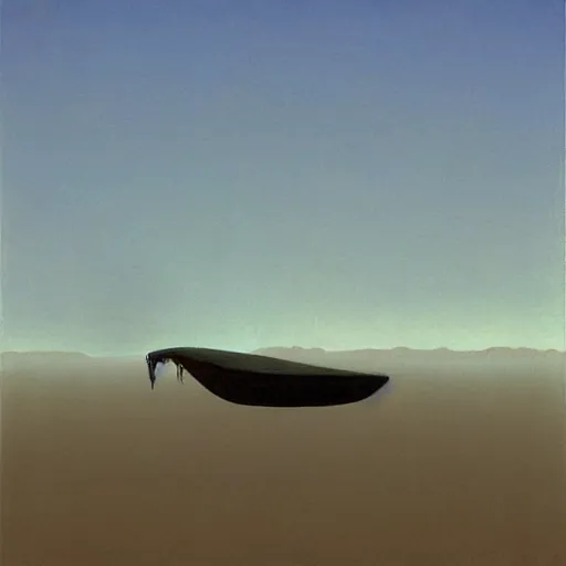 Image similar to a floating reaper in the desert by zdzisław beksinski,