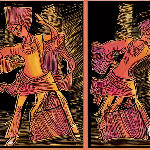 Image similar to a mummy dances, graphic novel style by joann sear