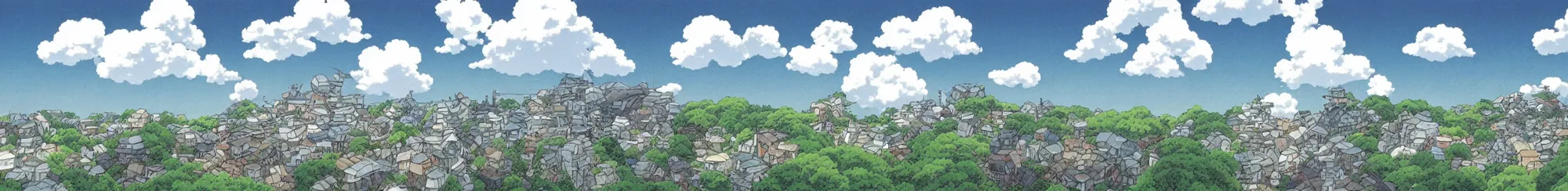 Prompt: A cloudy sky, by studio ghibli,