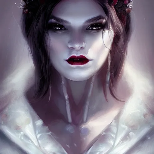 Image similar to beautiful digital portrait painting of an attractive gothic vampire queen by Cris Ortega, Papaninja and Artgerm