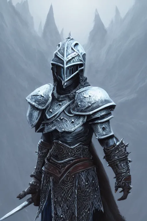 Prompt: soul knight mage frost warrior helmet skyrim mask elder scrolls v nordic armor bethesda adam adamowicz illustration character design concept, unreal 5, daz, hyperrealistic, octane render, cosplay, rpg portrait, dynamic lighting, intricate detail, harvest fall vibrancy, cinematic volume glowing aura global illumination ray tracing hdr