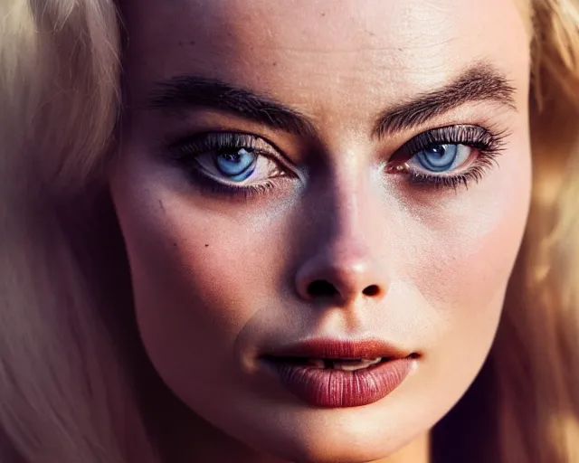 Image similar to a mix of margot robbie and hana soukupova, hyper realistic face, beautiful eyes, cinematic, long shot, hyper detailed, 8 5 mm photograph, 8 k resolution, film still, sharp lens, wide lens