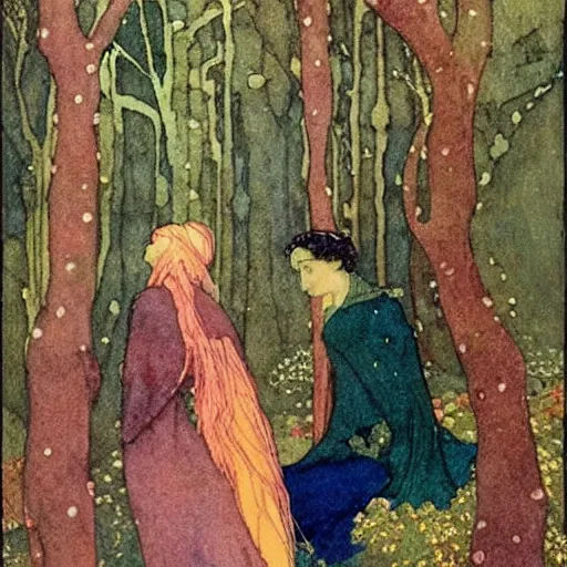 Prompt: painting by edmund dulac