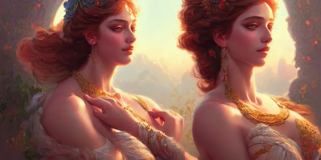 Image similar to portrait of a seductive aphrodite, detailed intricate illustration, detailed illustration, hd, 4 k, digital art, overdetailed art, by greg rutkowski, by loish, complementing colors, trending on artstation, deviantart