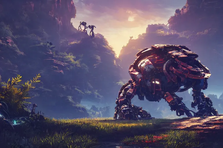 Image similar to shellsnapper machine mecanical creature robot of horizon forbidden west horizon zero dawn bioluminiscence global illumination ray tracing hdr fanart arstation by ian pesty and alena aenami artworks in 4 k