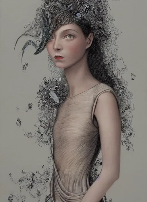 Image similar to future fashion girl, ultrafine hyperrealistic fantasy oil painting, art by ida outhwaite and loish, trending on artstation, intricate linework, sharp focus, smooth, unreal engine, dramatic lighting, 8 k