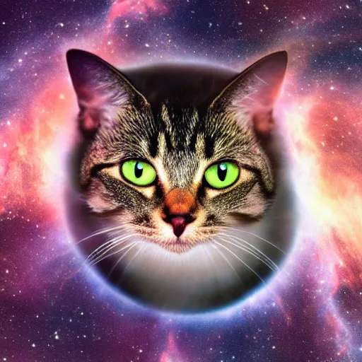 Prompt: eyes of cat in a explosion of a nebula