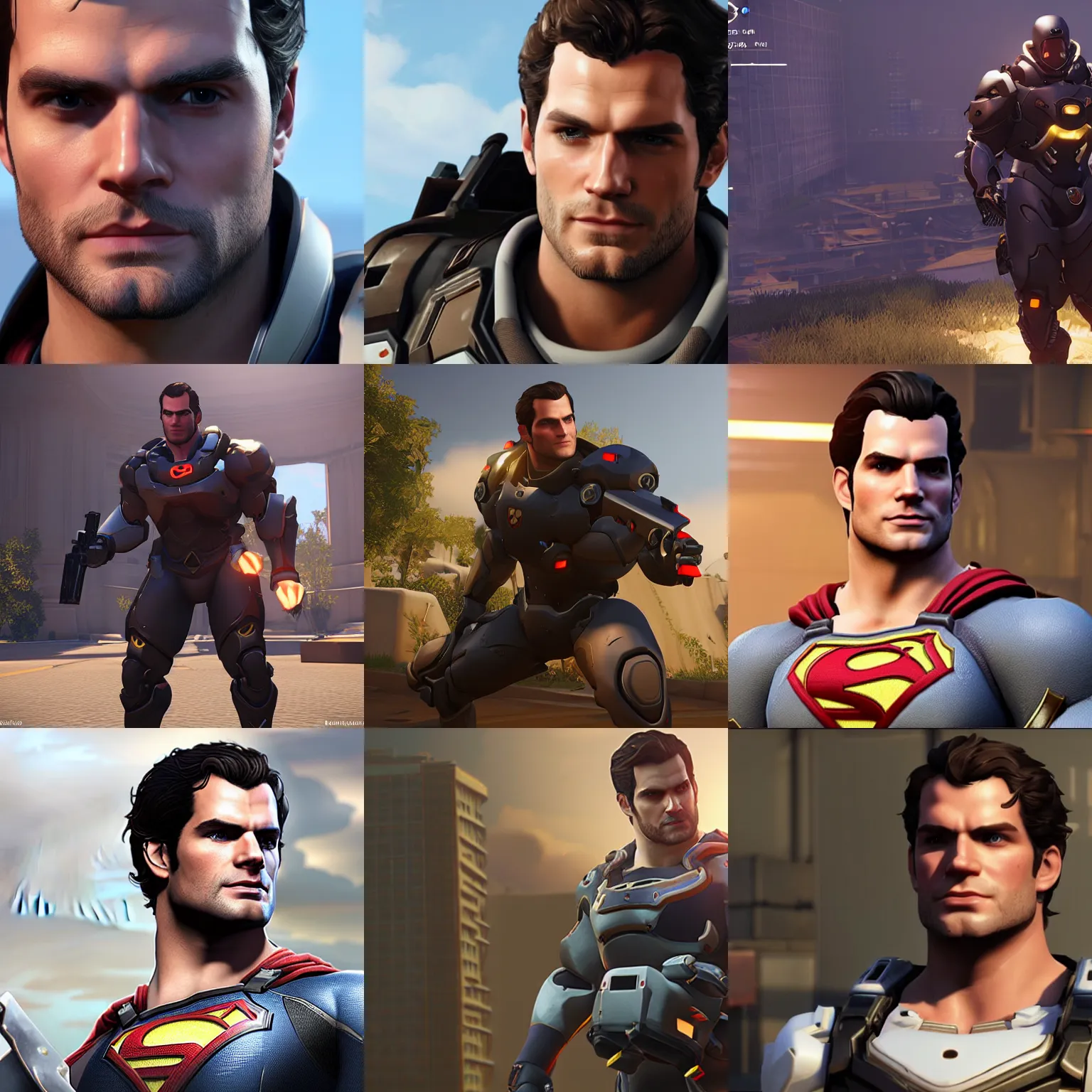 Prompt: a screenshot of henry cavill in the video game overwatch. 3 d rendering. unreal engine. amazing likeness. very detailed