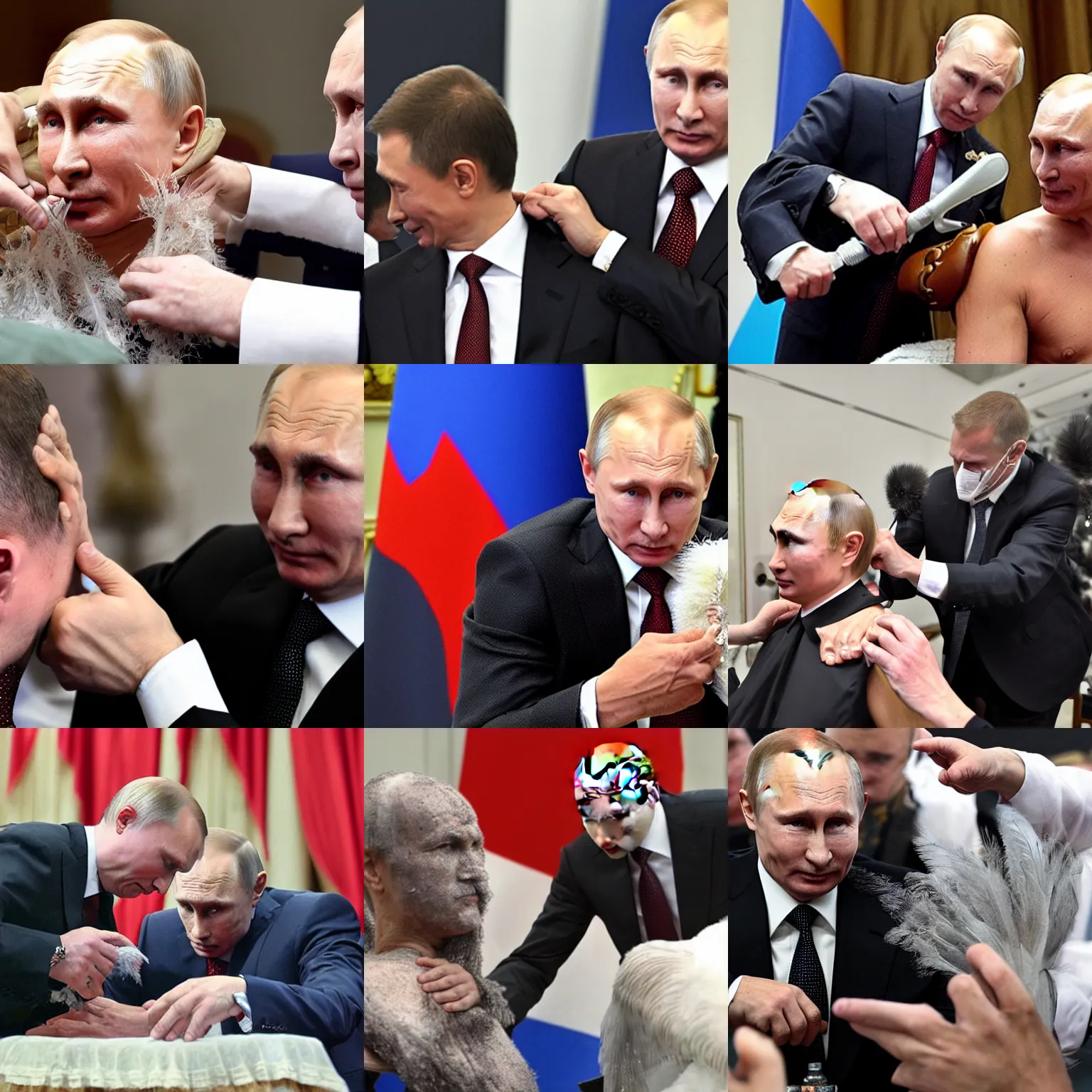 Prompt: Putin getting tarred and feathered