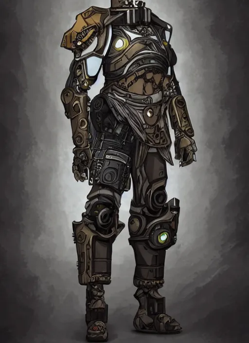 Image similar to a mysterious portrait of a cyborg bodyguard, pretty, premium cybernetics, D&D, fantasy, intricate, cel-shaded 3d, Borderlands style