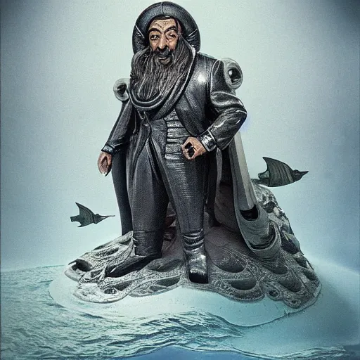 Image similar to Walter Matthau as Captain Nemo, standing next to the Nautilus, super-detailed, trending on artstation, photorealistic, grim