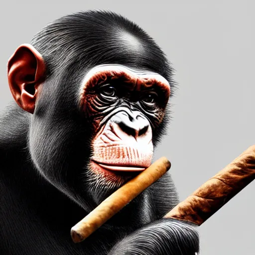 a high detail shot of a chimp wearing a suit, smoking | Stable ...