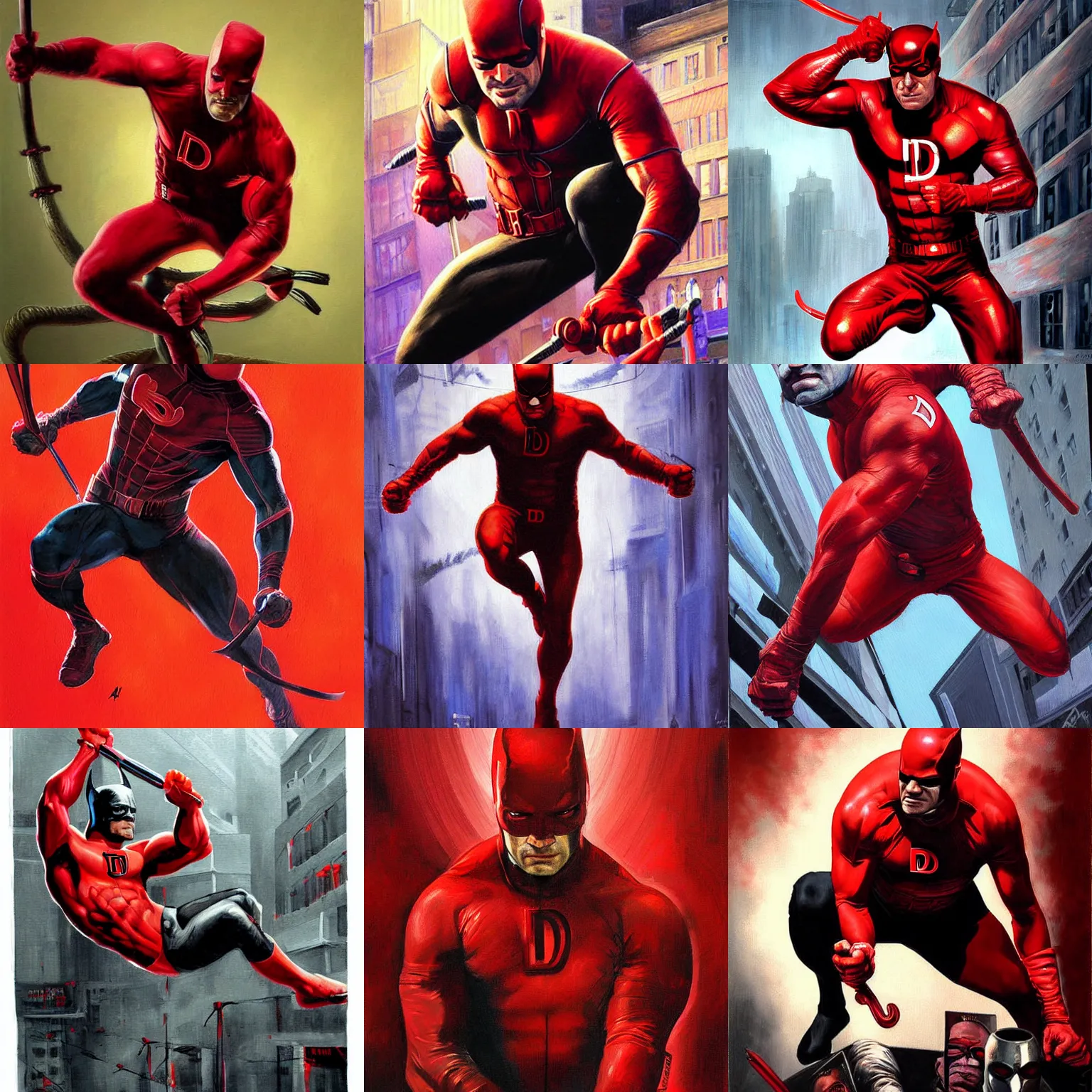 Prompt: daredevil painting by adi granov 4 k