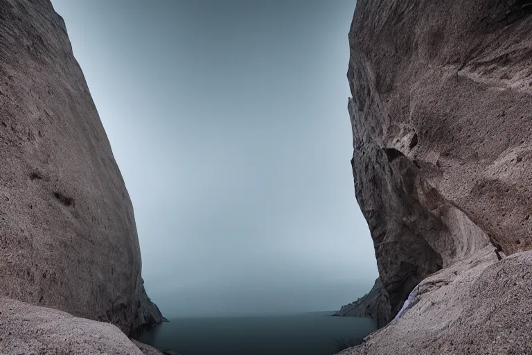 Prompt: a cave in greenland by benjamin hardman and todd hido