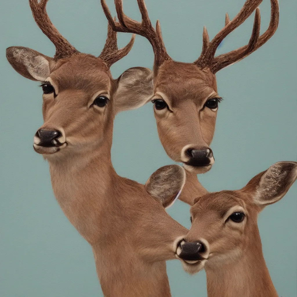 Image similar to a calming painting of a deer. deer portrait. symmetric. trending on artstation