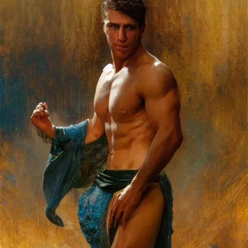 Prompt: detailed realistic cinematic wide shot of beautiful attractive muscular joe biden, roman empreror gold clothes wearing blue bath robe slim face symettrical face clean skin black eyes black robe smooth, sharp focus, ultra realistic, spring light, painting by gaston bussiere, craig mullins, j. c. leyendecker