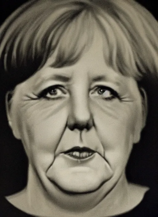 Image similar to close - up portrait of angela merkel by sarah moon,