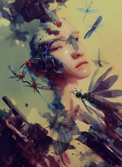 Prompt: surreal gouache painting, by yoshitaka amano, by ruan jia, by conrad roset, by good smile company, detailed anime 3d render of a dragonfly on a DJ mixer, portrait, cgsociety, artstation, rococo mechanical and eletronic, dieselpunk atmosphere