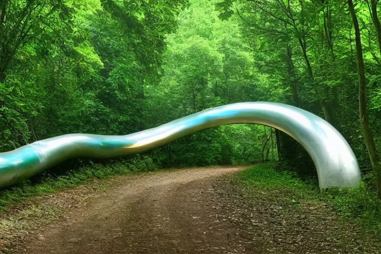 Image similar to long shiny fantasy tube in a forest