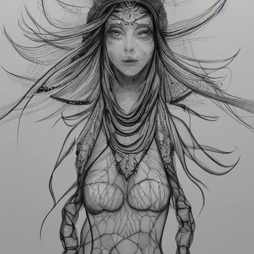 Prompt: a sketch drawing, ultra detailed, astral travel, magic, beautiful woman, surreal city, trending on artstation