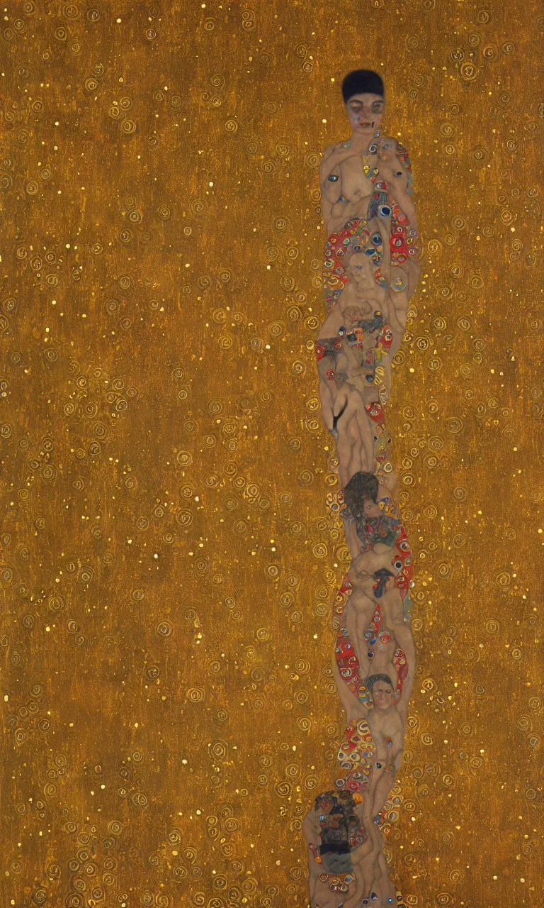 Prompt: a human figure in state of bliss and enlightenment, fireworks, intense sunshine, in the style of Gustav Klimt, 8k, extremely detailed, Trending on artstation, golden color scheme