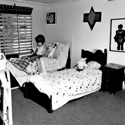 Image similar to a photo of the typical nambour, 1 0 year old boy's bedroom in the year 1 9 9 4