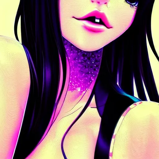 Image similar to close up portrait of a cute victoria justice glitter diamonds by range murata new type magazine uhd 8 k depth of field sharply crisply 3 d digital manga art complimentary coloring radiantly greatly artistic ultraly trending on pinterest winner of illustrator award