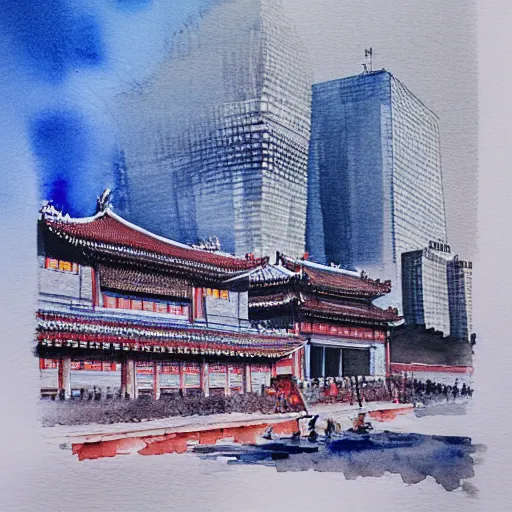 Prompt: beijing, watercolor