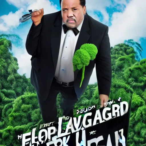 Prompt: Jon Favreau as Happy Hogan wearing a black suit and black necktie climbing a green beanstalk high in the sky of clouds