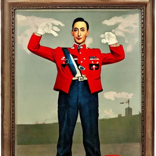 Prompt: Comrade Pee-Wee Herman, army uniform, propaganda painting, socialist realism