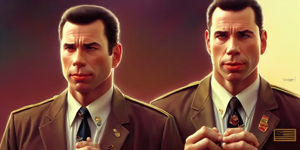 Image similar to john travolta as forrest gump, highly detailed, digital painting, artstation, concept art, matte, sharp focus, illustration, art by artgerm and greg rutkowski and alphonse mucha