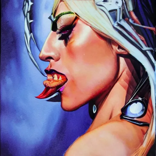 Prompt: detailed details photorealistic pictures lady gaga as harley queen in the style of bob peak and alex ross, gouache and wash paints color, detailed details facial and body and human and environments and proportionate, detailed 5 k details.