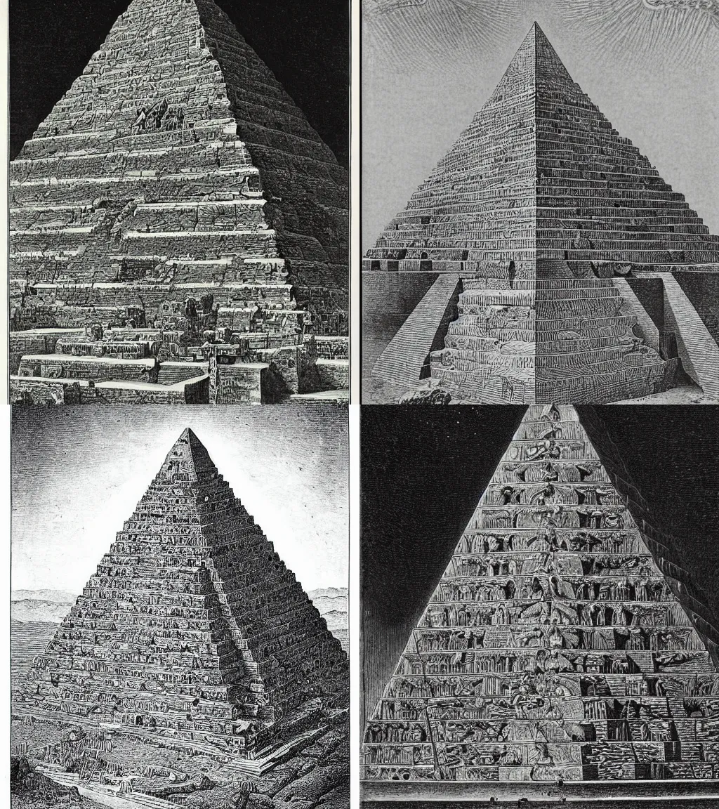 Prompt: ancient pyramid by max ernst haeckel